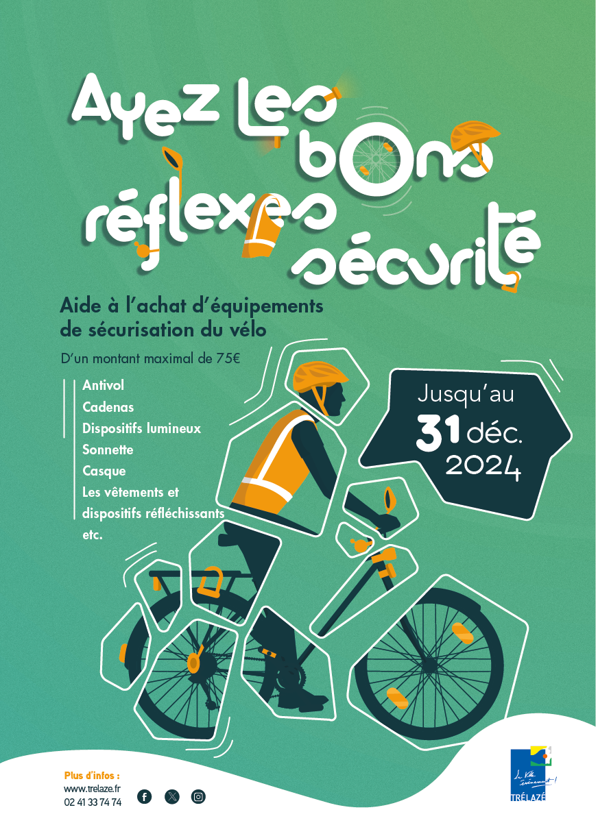 Flyer aide à l'achat d'équipements de sécurisation du vélo 2024 à Trélazé